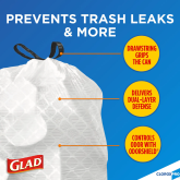 Glad Drawstring Tall Kitchen 24" x 27" .95 Mil Can Liner, 13 Gallon - White